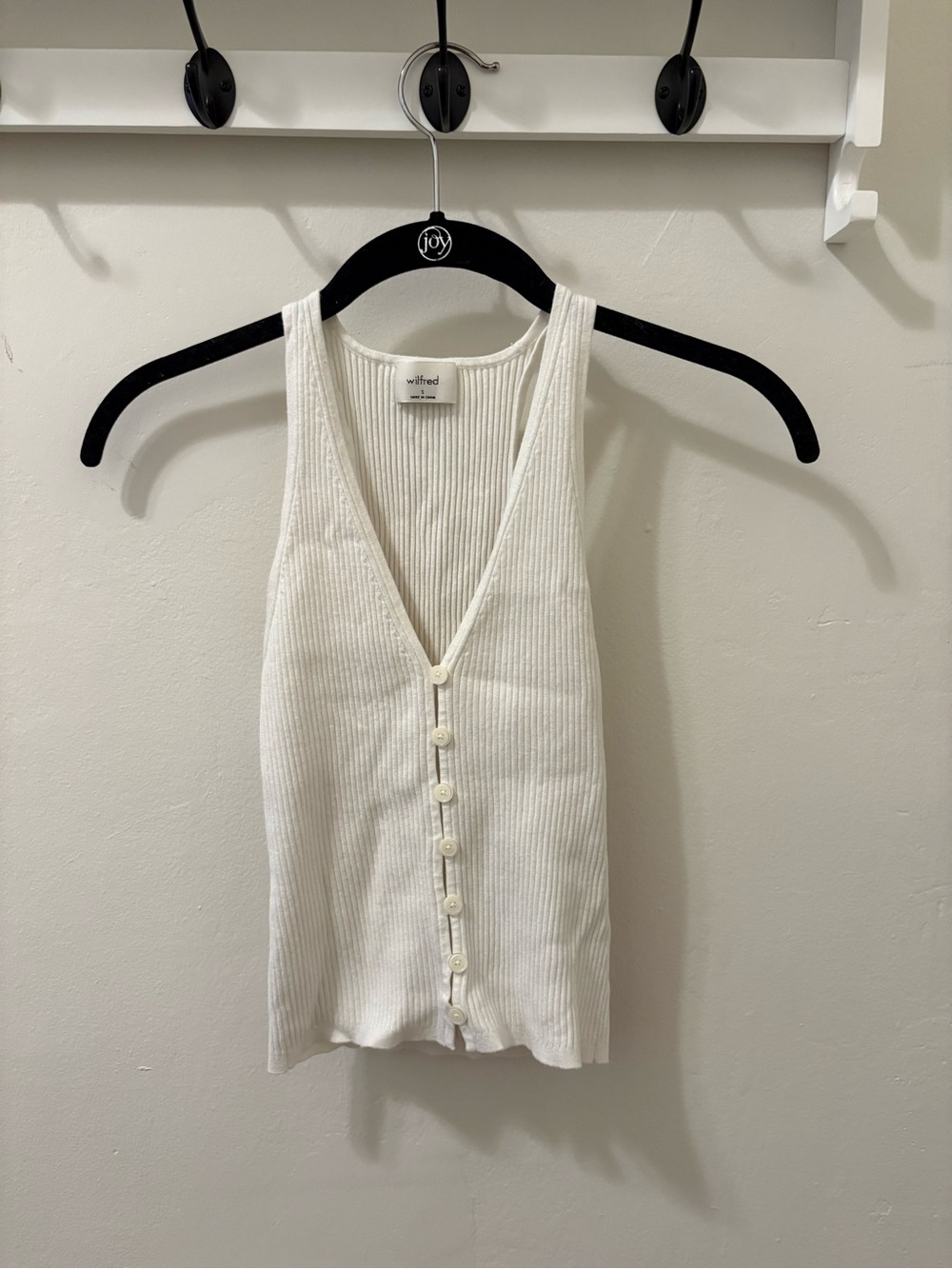 Aritzia Cream Ribbed Button-Front Camisole